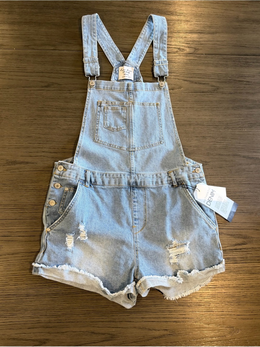 Love Tree Light Blue Denim Overalls Strap Detail